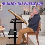【US CA UK Only】UPDEATED 1500 Pieces Jigsaw Puzzle Table with Legs, Cover & 6 Sorter Tray, Enclosed with Wheels