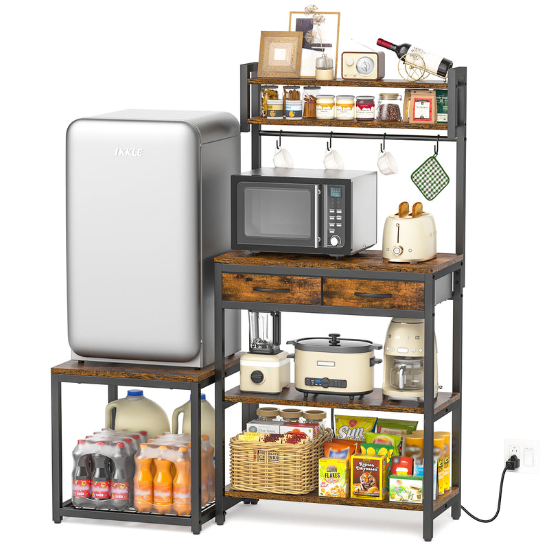 Mini Fridge Stand with Baker Rack and Power Strip