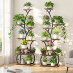 8-Tier 62" Metal Plant Stand Indoor with Full-Spectrum Grow Light (2 Pack)
