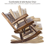 Outdoor Wooden Rocking Bench for 2 Persons, Rustic Log Patio Porch Bench