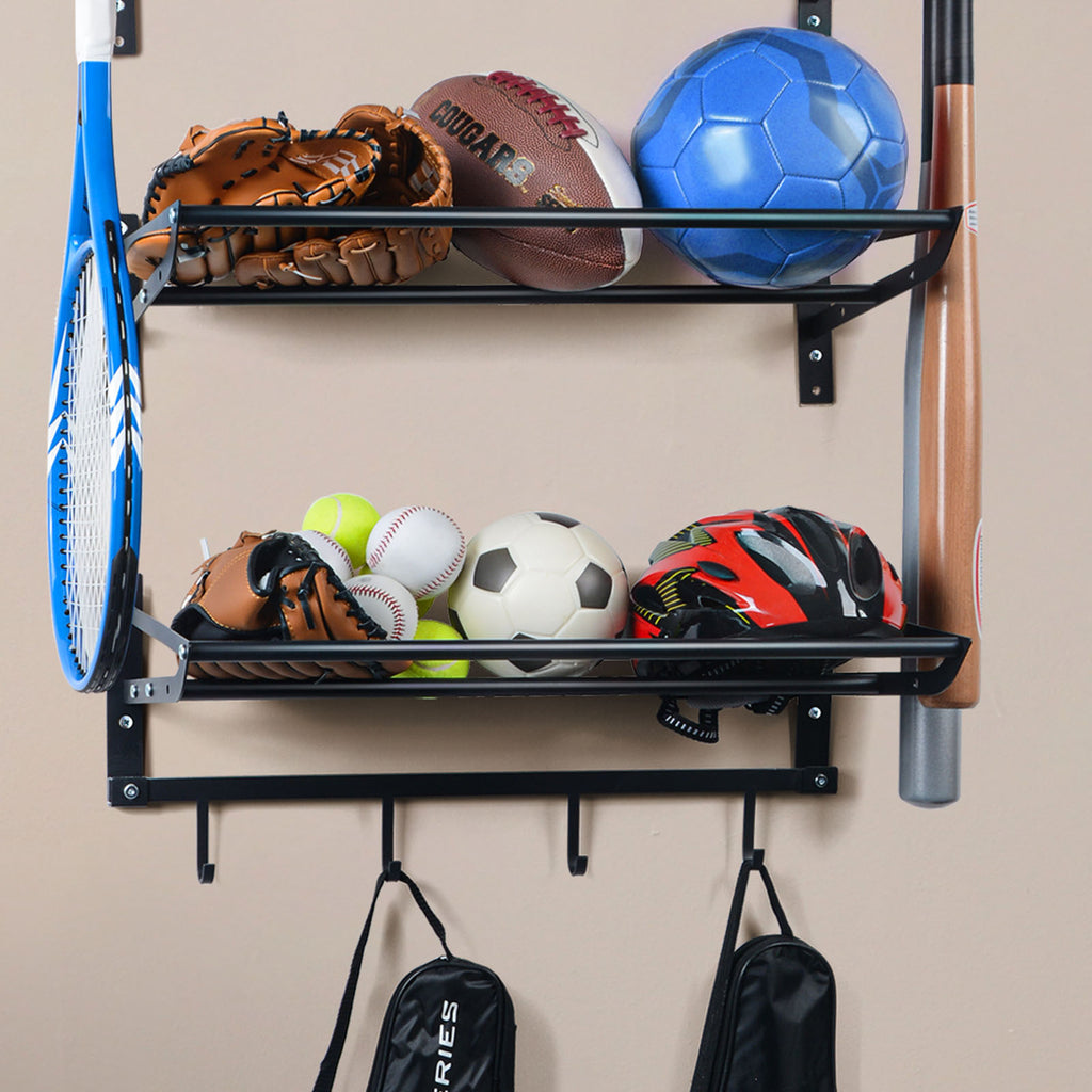 Sports Equipment Storage Rack with 4 Hooks (3 Separate Shelf) – ikkle Home