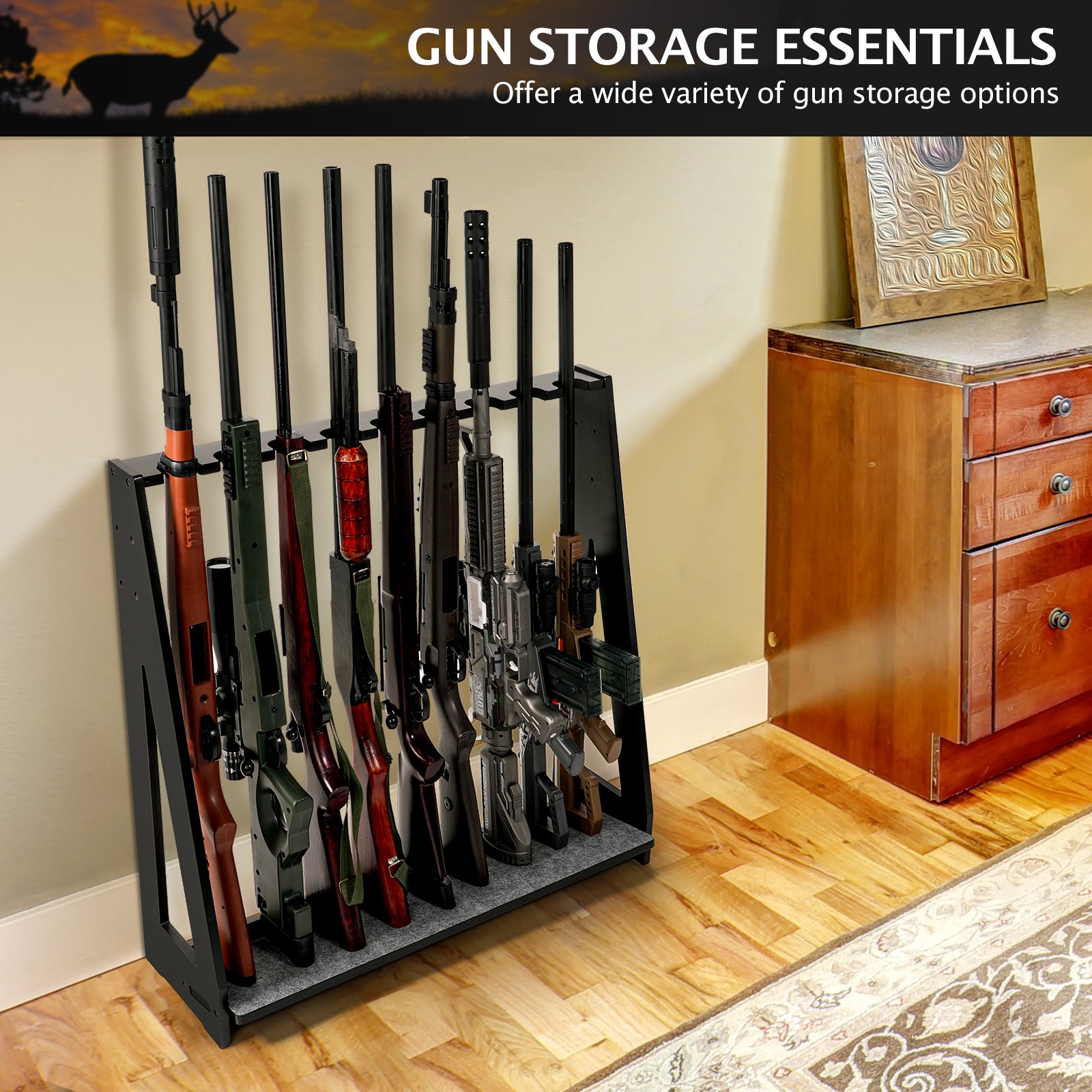 【Hot Sale】Heavy Duty Freestanding Gun Rack with Soft Padding – ikkle Home