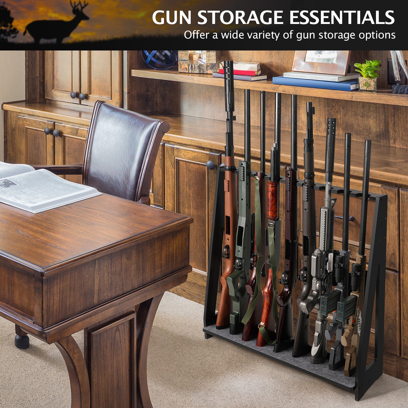 【Hot Sale】Heavy Duty Freestanding Gun Rack with Soft Padding – ikkle Home