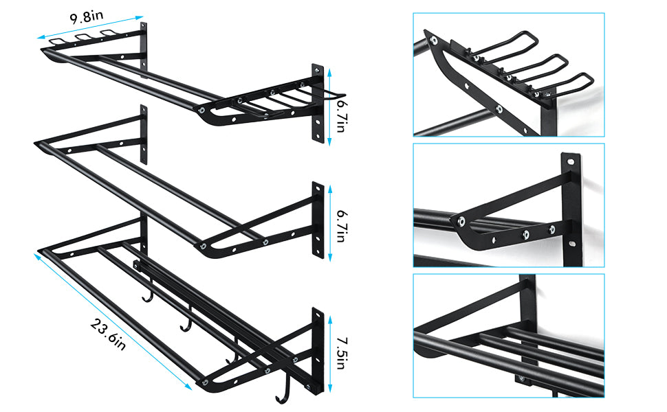 Sports Equipment Storage Rack with 4 Hooks (3 Separate Shelf) – ikkle Home
